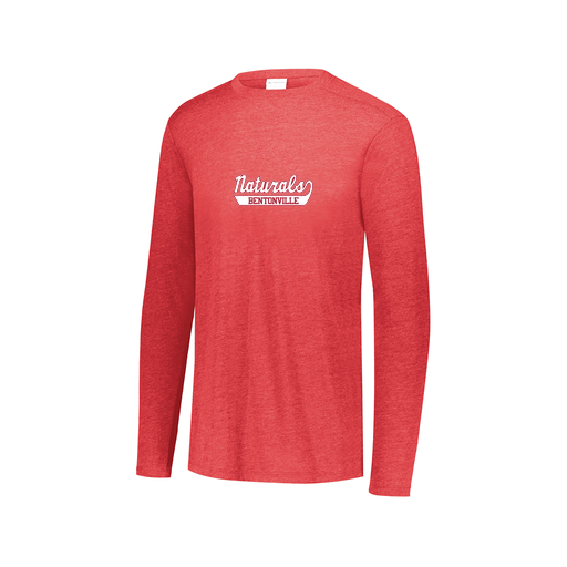 [FTLCUBRD-AXS-LOGO1] Decker Men's Tri-Blend T-Shirt - Long Sleeve (Adult XS, Red, Logo 1)