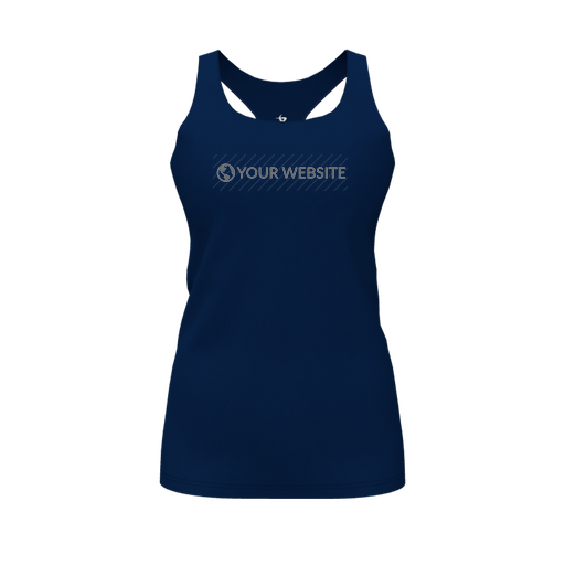 [CUS-DFW-RCBK-PER-NVY-FYS-LOGO2] Racerback Tank Top (Female Youth S, Navy, Logo 2)