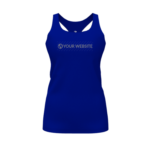 [CUS-DFW-RCBK-PER-RYL-FYS-LOGO3] Racerback Tank Top (Female Youth S, Royal, Logo 3)