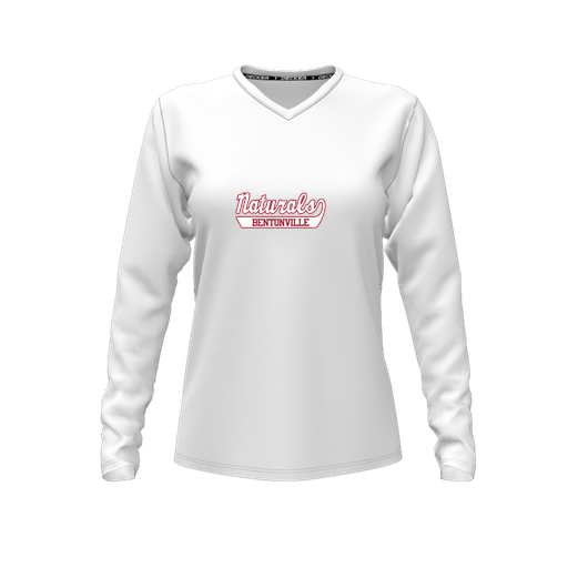 [CUS-DFW-TEES-CMF-VNK-LSL-WHT-FYXS-LOGO1] Comfort T-Shirt (Female Youth XS, White, V Neck, Logo 1, Long Sleeve)