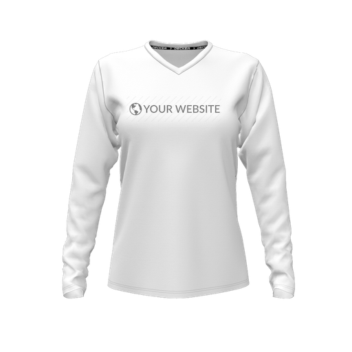 [FTLVCFWH-FYXS-LOGO2] Comfort T-Shirt (Female Youth XS, White, V Neck, Logo 2, Long Sleeve)