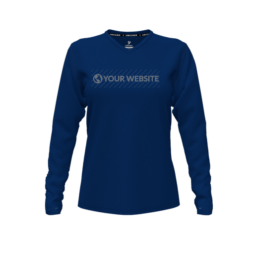 [FTLVCFNV-FYXS-LOGO3] Comfort T-Shirt (Female Youth XS, Navy, V Neck, Logo 3, Long Sleeve)