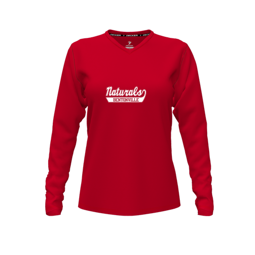 [CUS-DFW-TEES-CMF-VNK-LSL-RED-FYXS-LOGO1] Comfort T-Shirt (Female Youth XS, Red, V Neck, Logo 1, Long Sleeve)