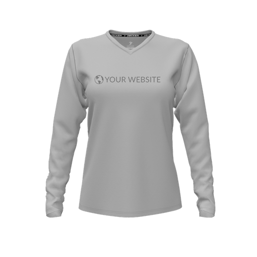 [FTLVCFGY-FYXS-LOGO2] Comfort T-Shirt (Female Youth XS, Gray, V Neck, Logo 2, Long Sleeve)