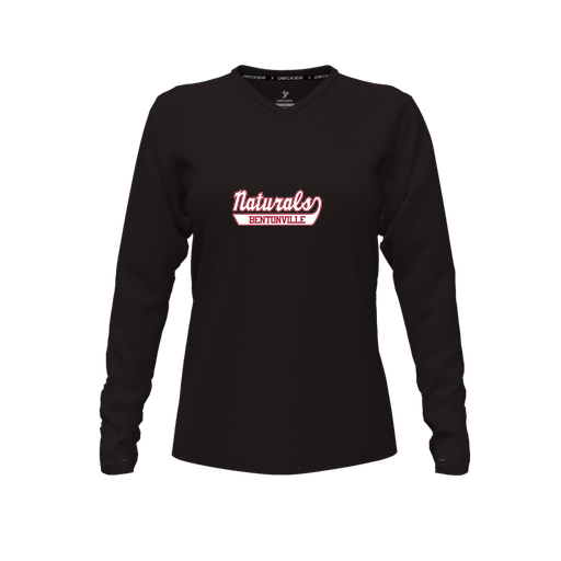 [CUS-DFW-TEES-PER-VNK-LSL-BLK-FYXS-LOGO1] Performance T-Shirt (Female Youth XS, Black, V Neck, Logo 1, Long Sleeve)