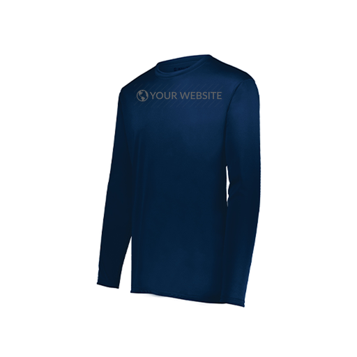 [222823.065.S-LOGO2] Youth LS Smooth Sport Shirt (Youth S, Navy, Logo 2)